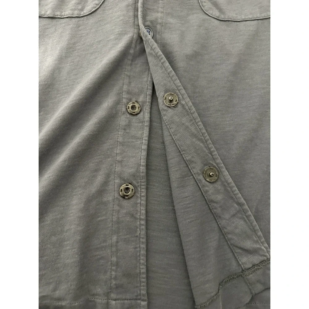 J. Crew Garment Dyed Knit Goods Blue Short Sleeve Snap Closure Shirt‎ Mens L